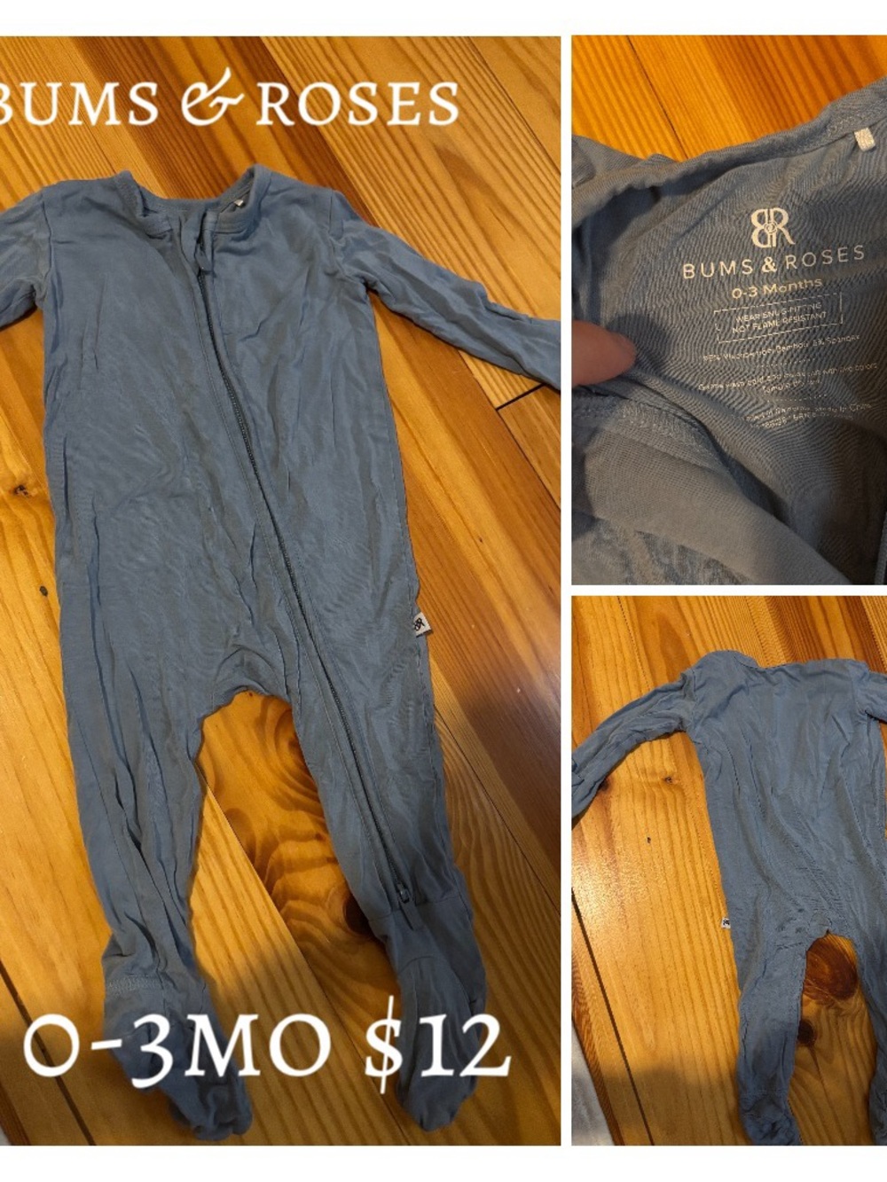 Blue Bamboo One-Piece Footed Sleeper